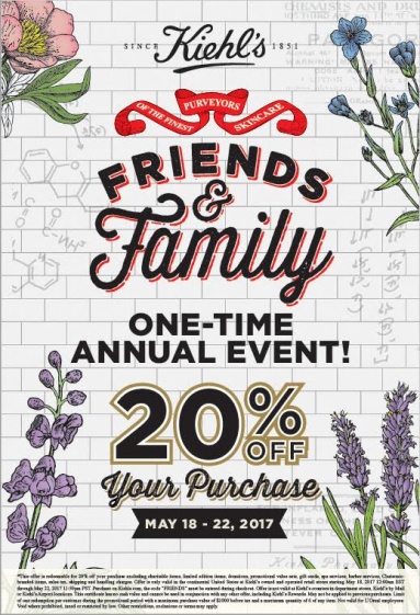 20% off at KIEHL’S friends and family event