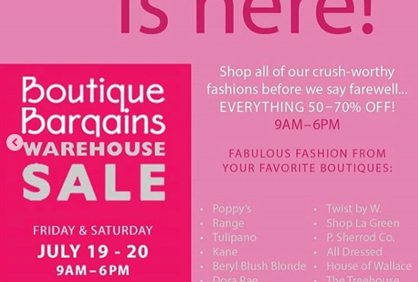 Boutique Bargains Warehouse Sale 7/19